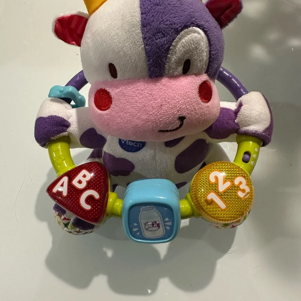 Vtech Purple and Yellow Learning Cow Toy with Rattles